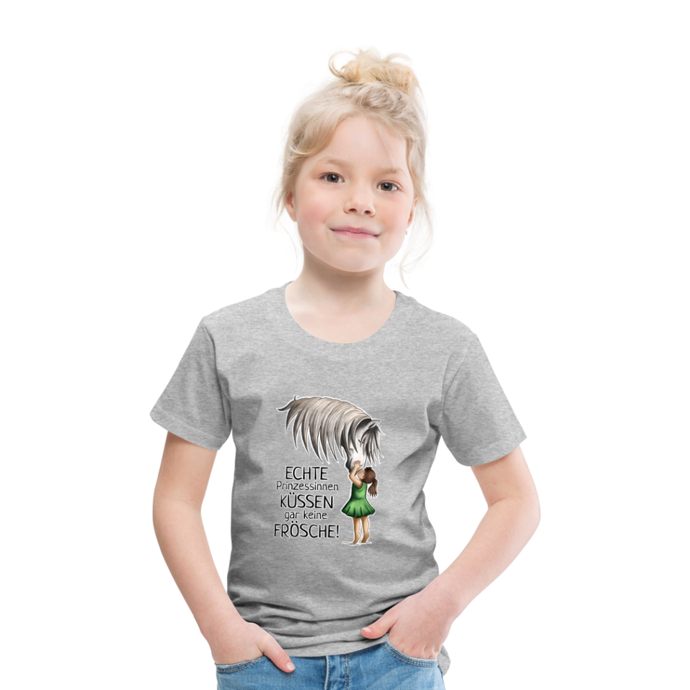 "Prinzessinnen-Kuss" Illustrations-Stil - Kinder T-Shirt - Grau meliert