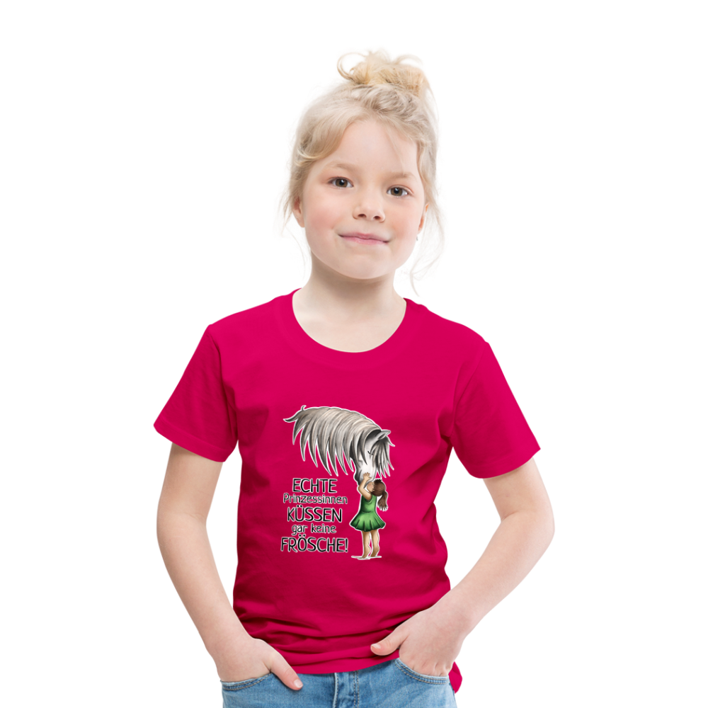 "Prinzessinnen-Kuss" Illustrations-Stil - Kinder T-Shirt - dunkles Pink
