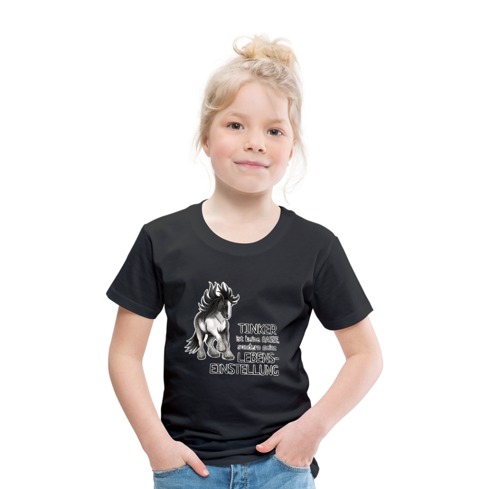 "Lebenseinstellung Tinker" Illustrations-Stil - Kinder T-Shirt - Schwarz