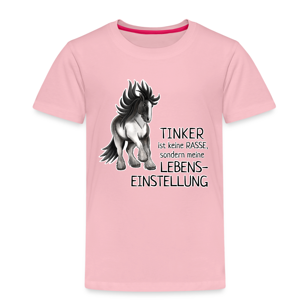 "Lebenseinstellung Tinker" Illustrations-Stil - Kinder T-Shirt - Hellrosa
