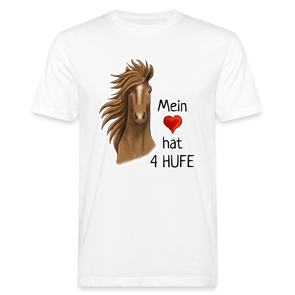 "Mein Herz hat 4 Hufe" Illustrations-Stil - Männer Bio-T-Shirt - weiß