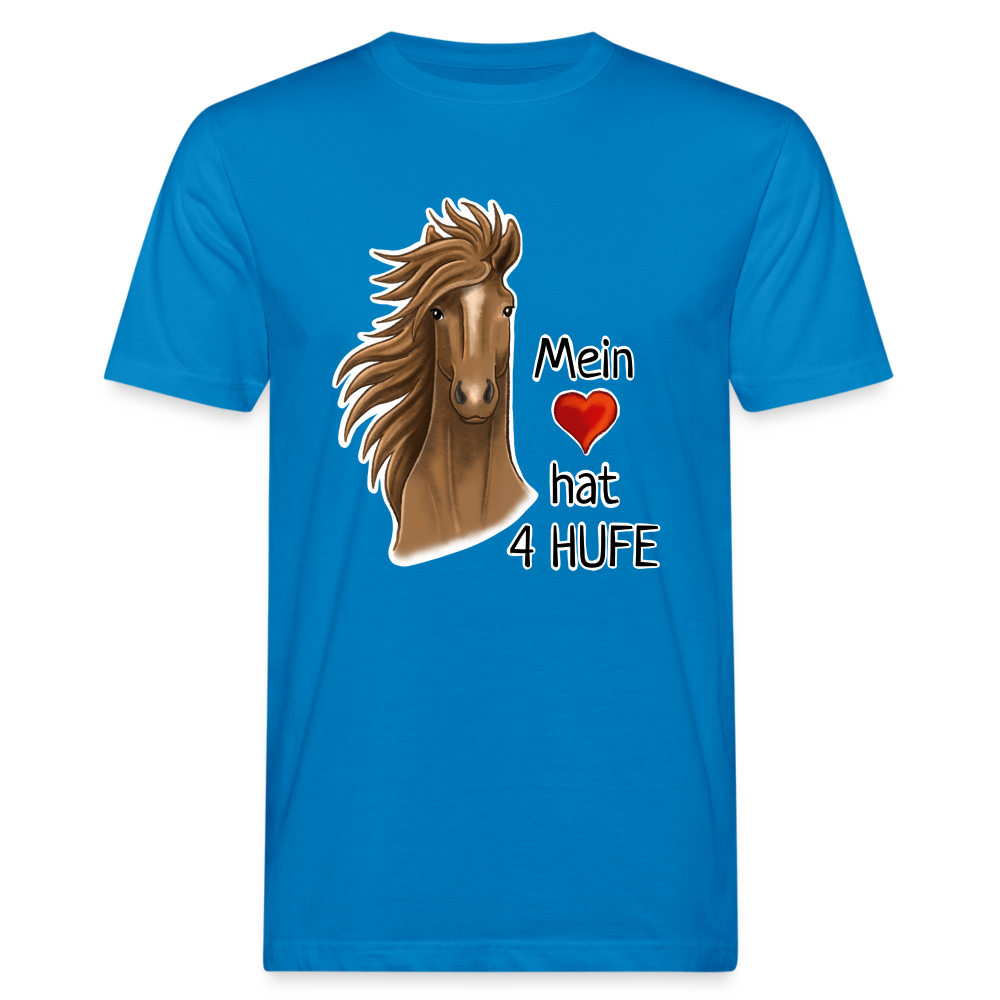 "Mein Herz hat 4 Hufe" Illustrations-Stil - Männer Bio-T-Shirt - Pfauenblau