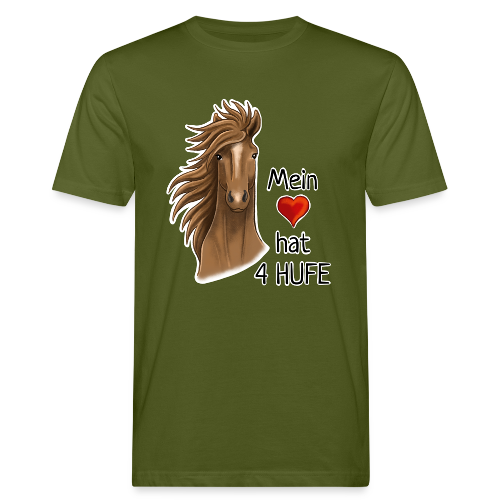 "Mein Herz hat 4 Hufe" Illustrations-Stil - Männer Bio-T-Shirt - Moosgrün