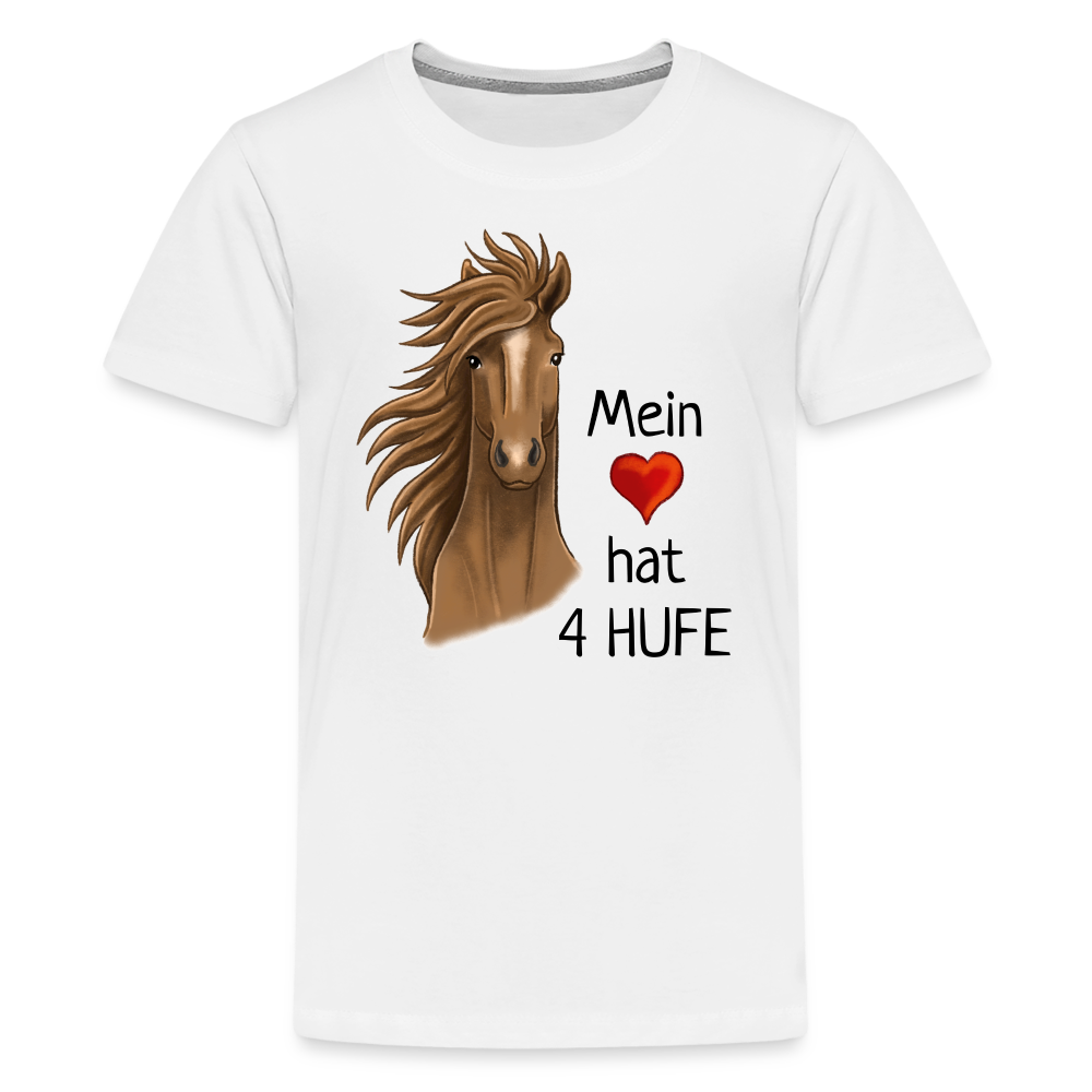 "Mein Herz hat 4 Hufe" Illustrations-Stil - Teenager T-Shirt - weiß