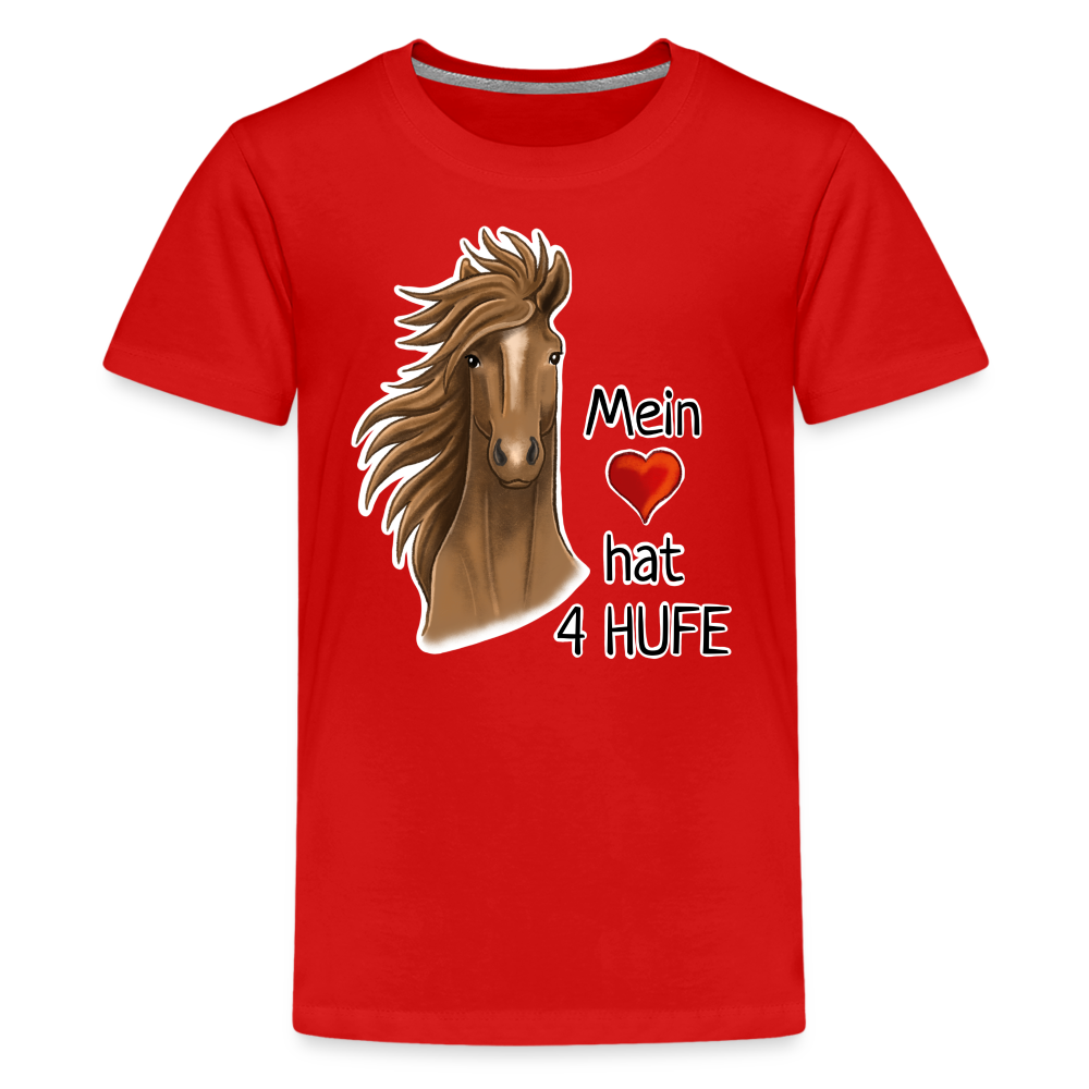 "Mein Herz hat 4 Hufe" Illustrations-Stil - Teenager T-Shirt - Rot