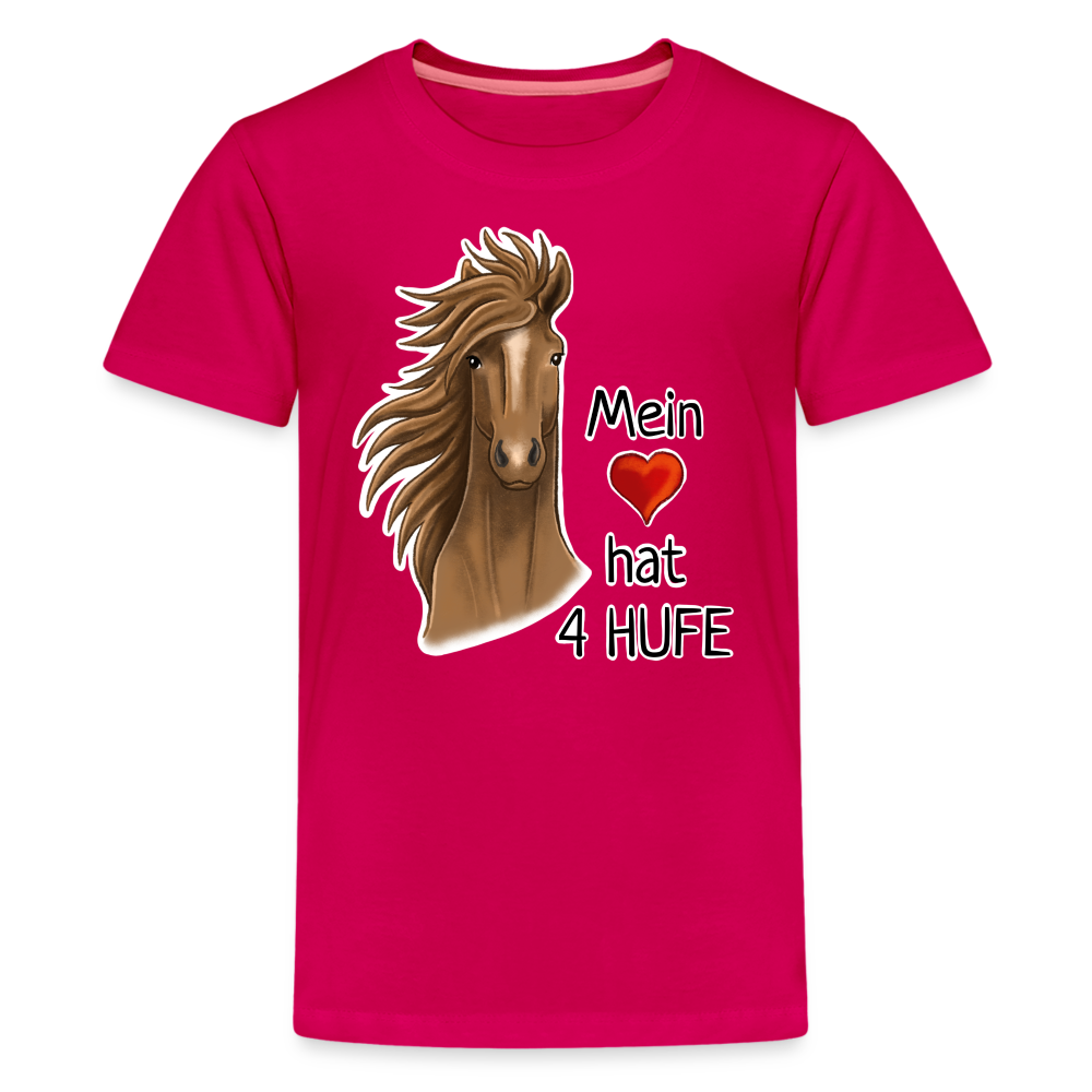 "Mein Herz hat 4 Hufe" Illustrations-Stil - Teenager T-Shirt - dunkles Pink