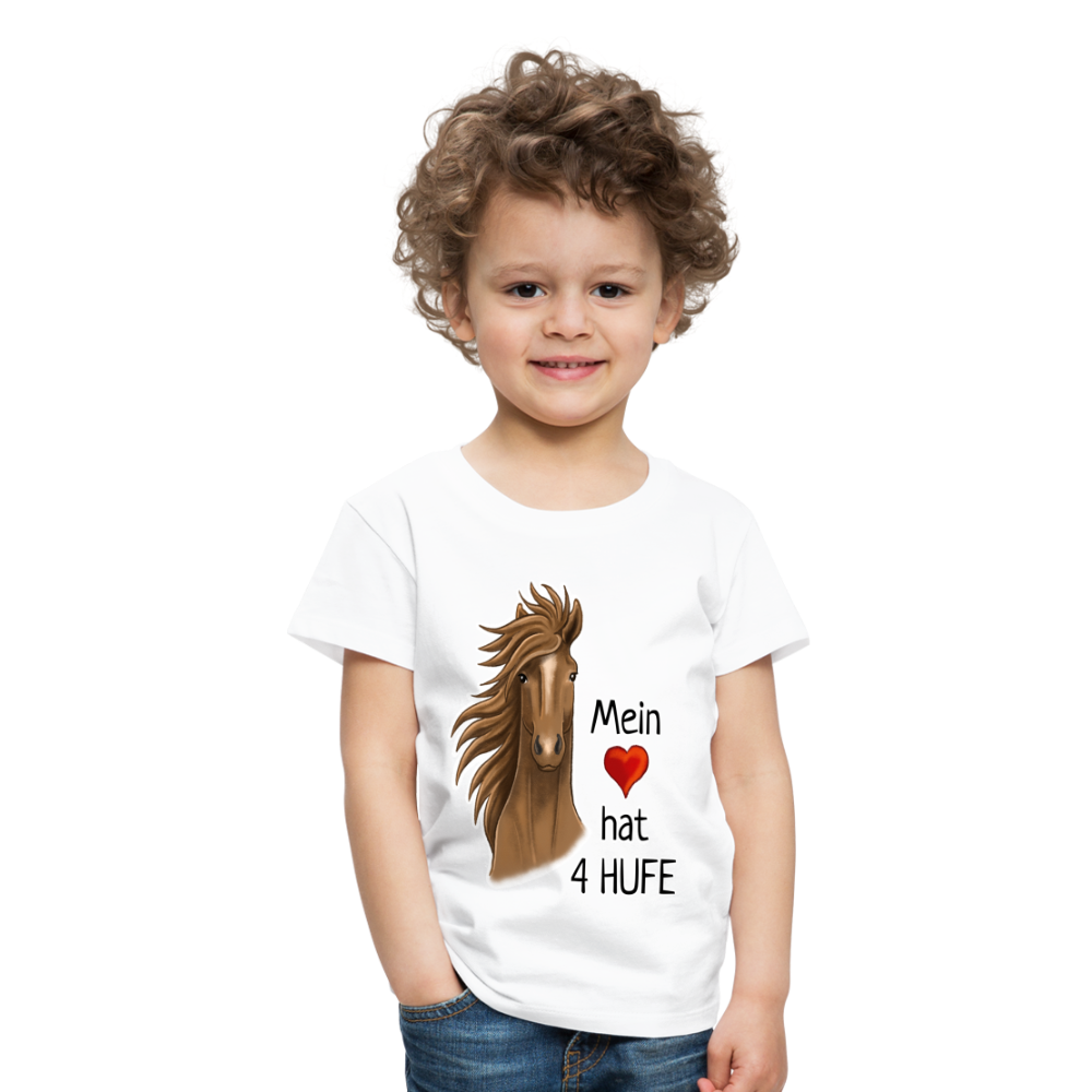 "Mein Herz hat 4 Hufe" Illustrations-Stil - Kinder T-Shirt - weiß