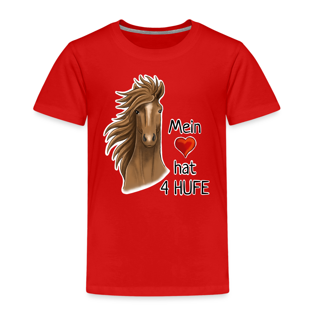 "Mein Herz hat 4 Hufe" Illustrations-Stil - Kinder T-Shirt - Rot