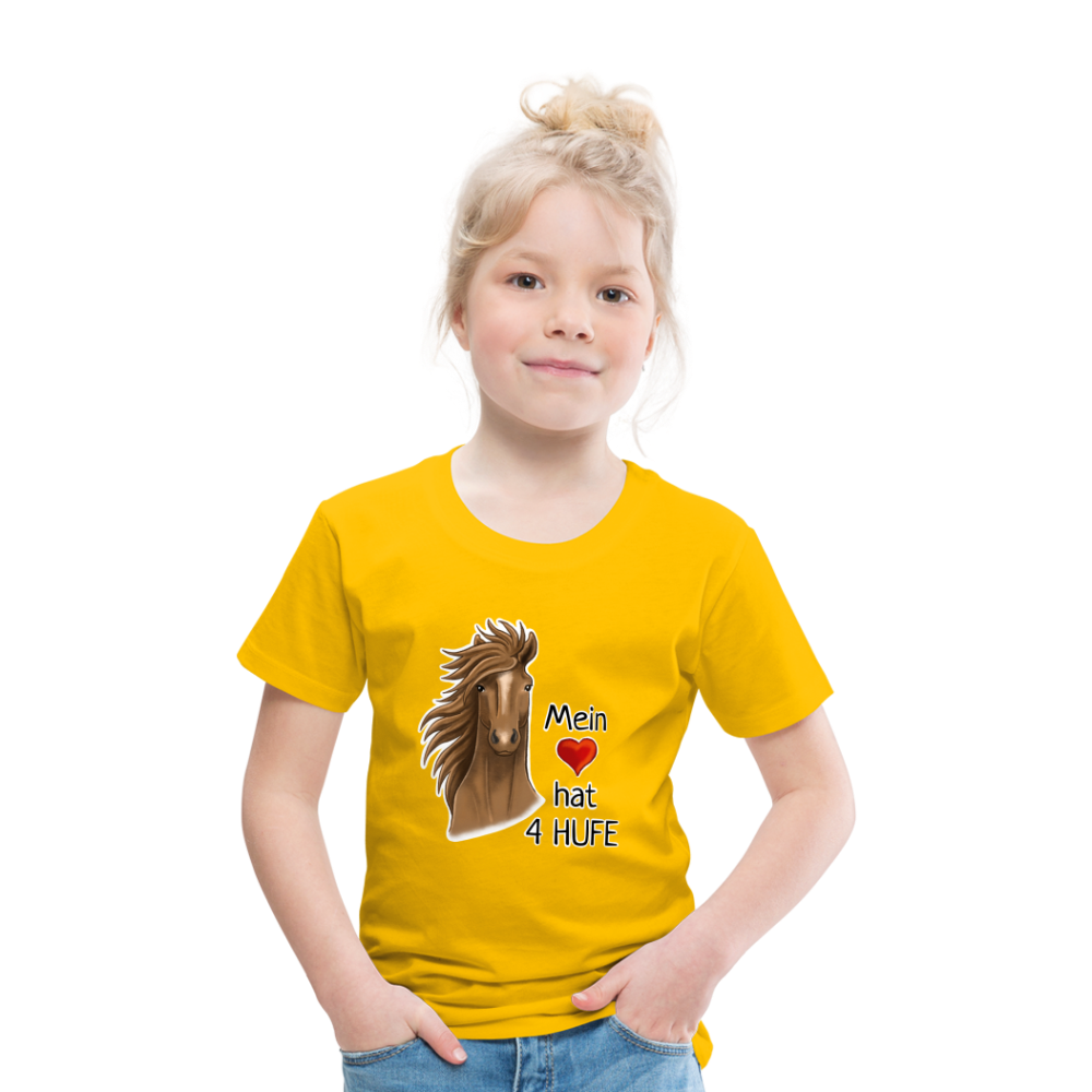"Mein Herz hat 4 Hufe" Illustrations-Stil - Kinder T-Shirt - Sonnengelb