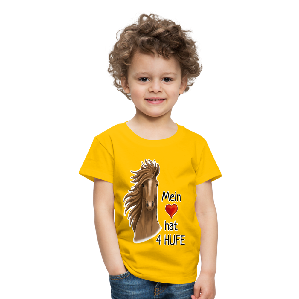 "Mein Herz hat 4 Hufe" Illustrations-Stil - Kinder T-Shirt - Sonnengelb