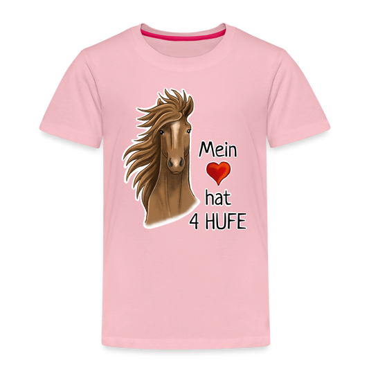 "Mein Herz hat 4 Hufe" Illustrations-Stil - Kinder T-Shirt - Hellrosa