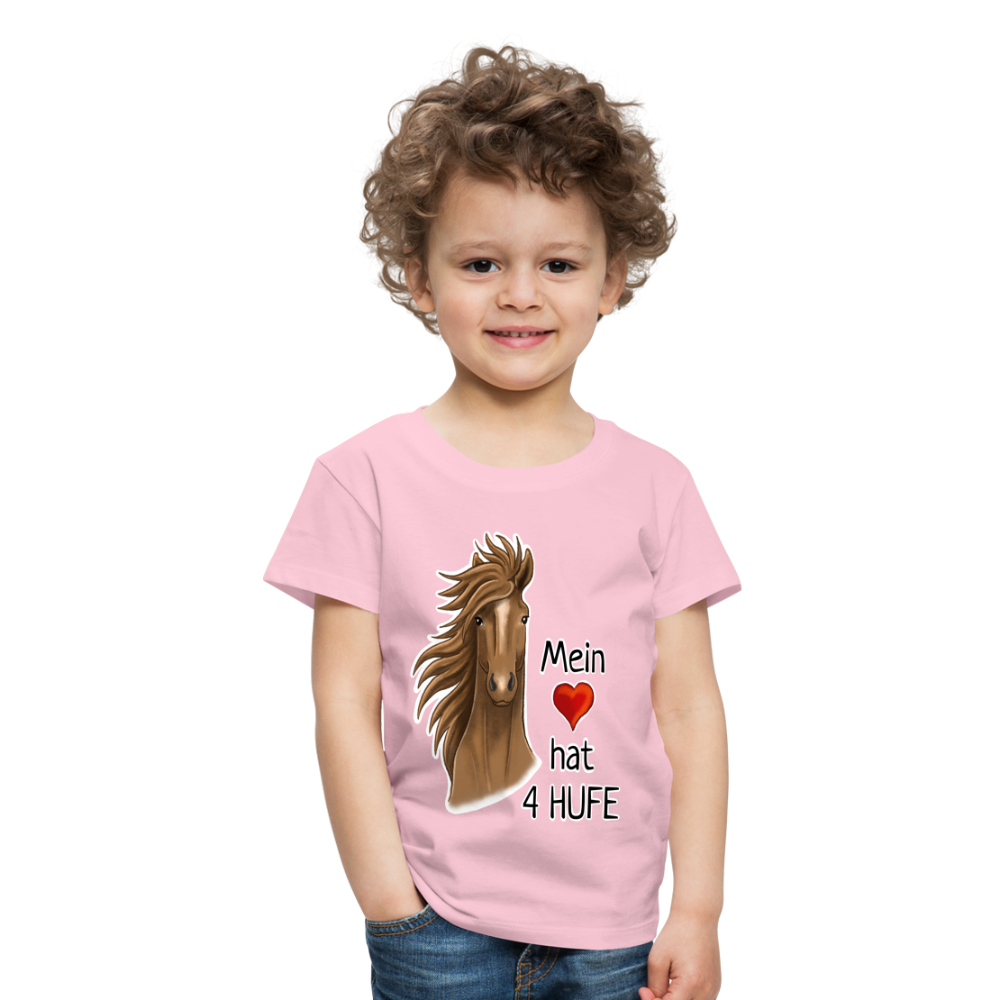 "Mein Herz hat 4 Hufe" Illustrations-Stil - Kinder T-Shirt - Hellrosa