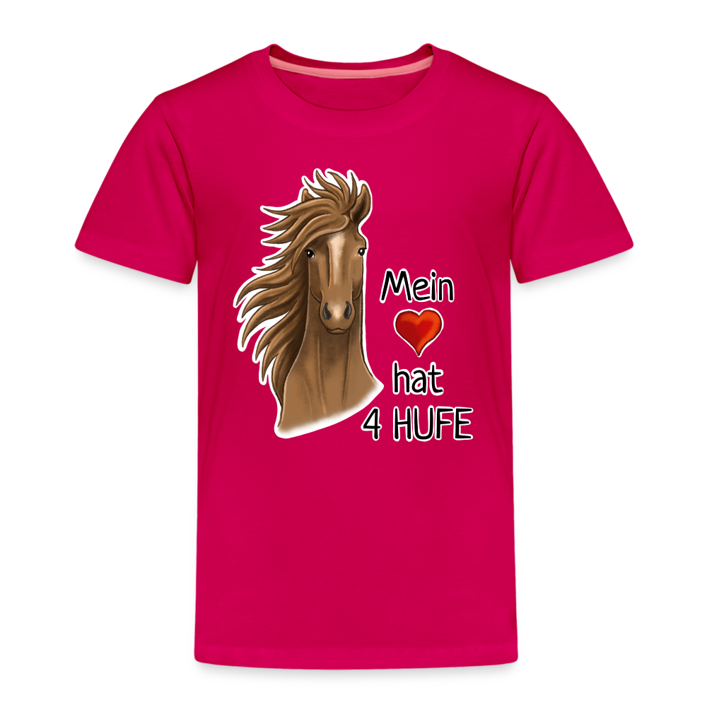 "Mein Herz hat 4 Hufe" Illustrations-Stil - Kinder T-Shirt - dunkles Pink