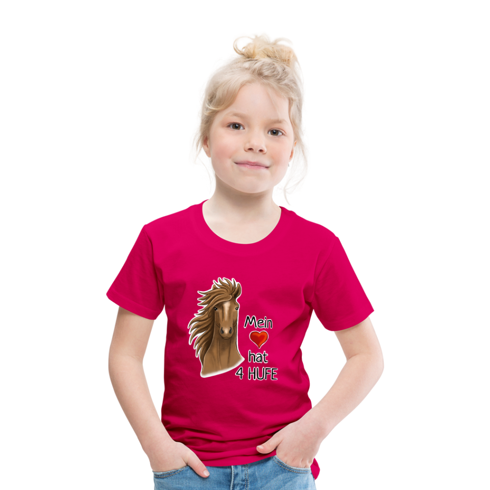 "Mein Herz hat 4 Hufe" Illustrations-Stil - Kinder T-Shirt - dunkles Pink