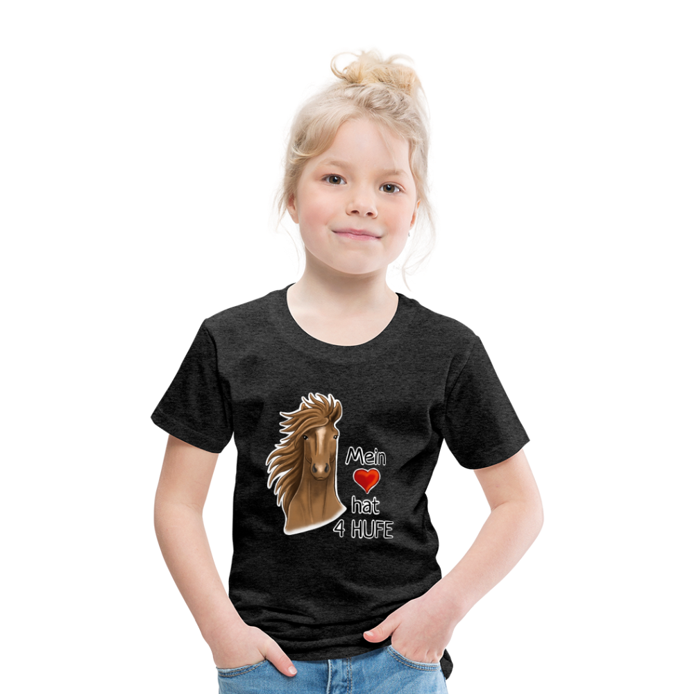 "Mein Herz hat 4 Hufe" Illustrations-Stil - Kinder T-Shirt - Anthrazit