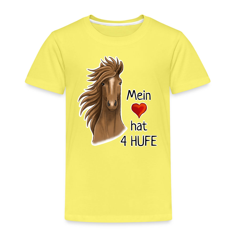 "Mein Herz hat 4 Hufe" Illustrations-Stil - Kinder T-Shirt - Gelb