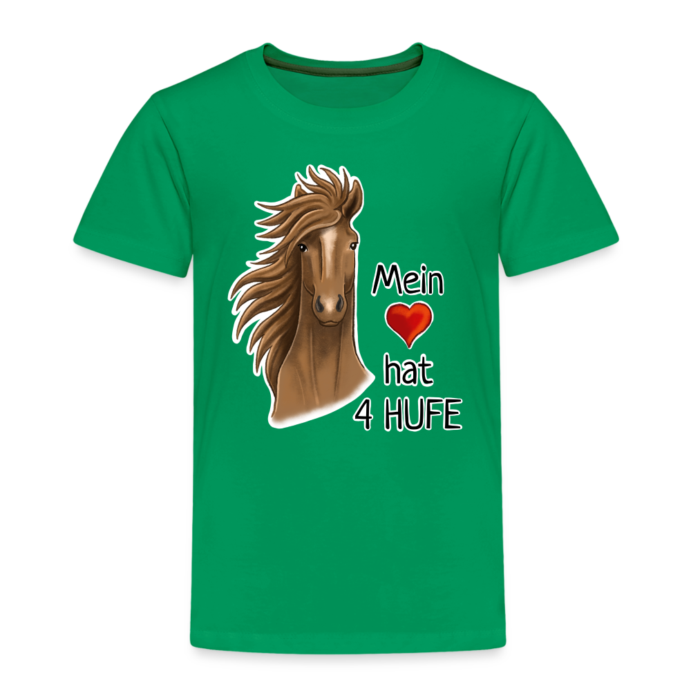 "Mein Herz hat 4 Hufe" Illustrations-Stil - Kinder T-Shirt - Kelly Green