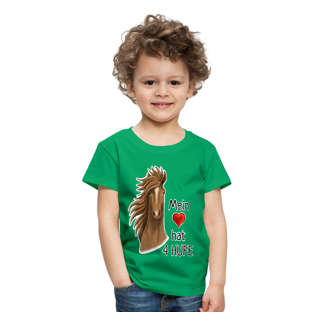 "Mein Herz hat 4 Hufe" Illustrations-Stil - Kinder T-Shirt - Kelly Green