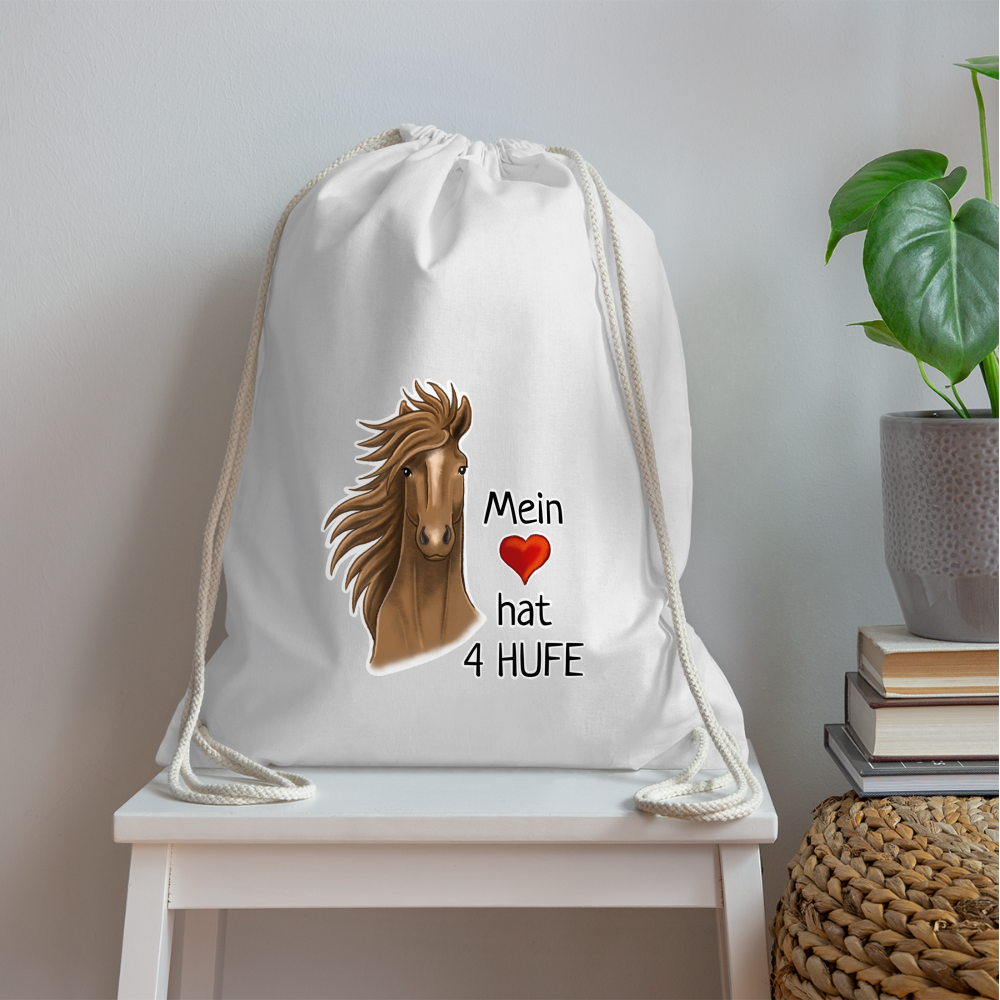 "Mein Herz hat 4 Hufe" Illustrations-Stil - Stallbeutel - weiß