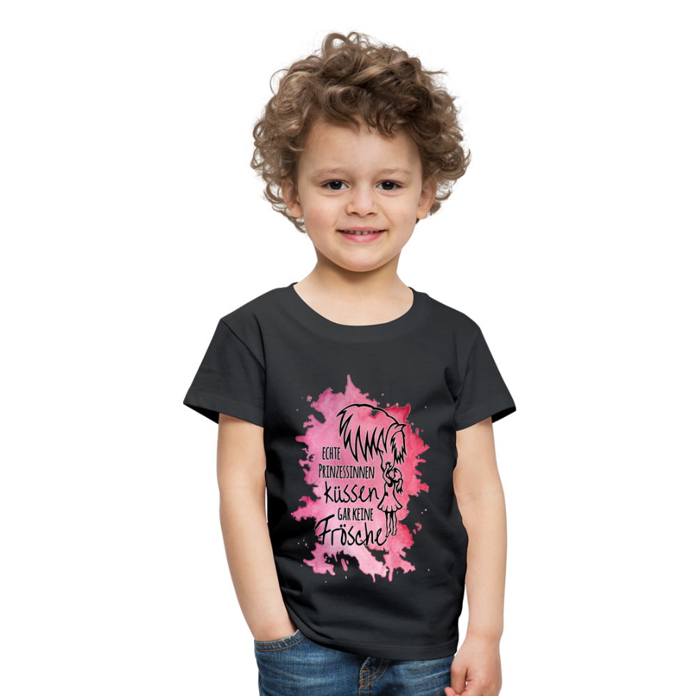 "Prinzessinnen-Kuss" Aquarell-Stil - Kinder T-Shirt - Schwarz