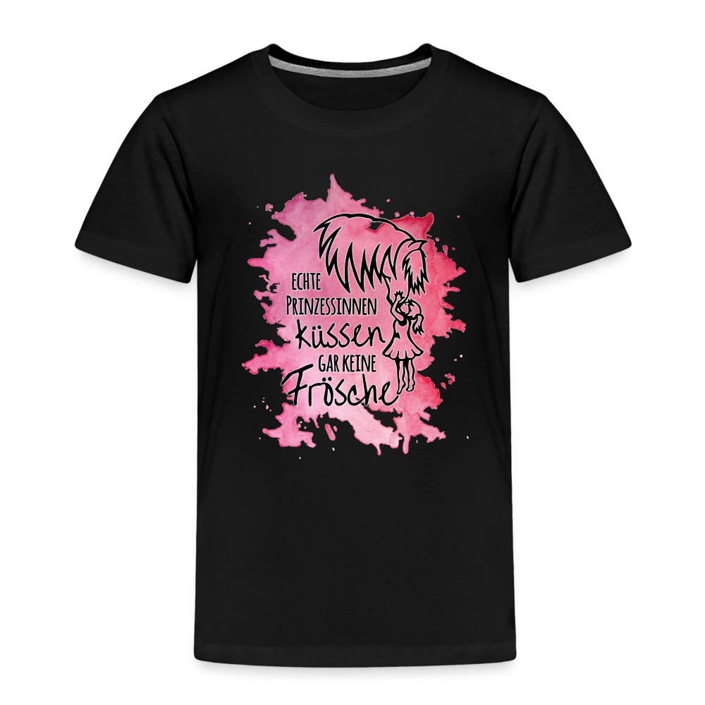 "Prinzessinnen-Kuss" Aquarell-Stil - Kinder T-Shirt - Schwarz