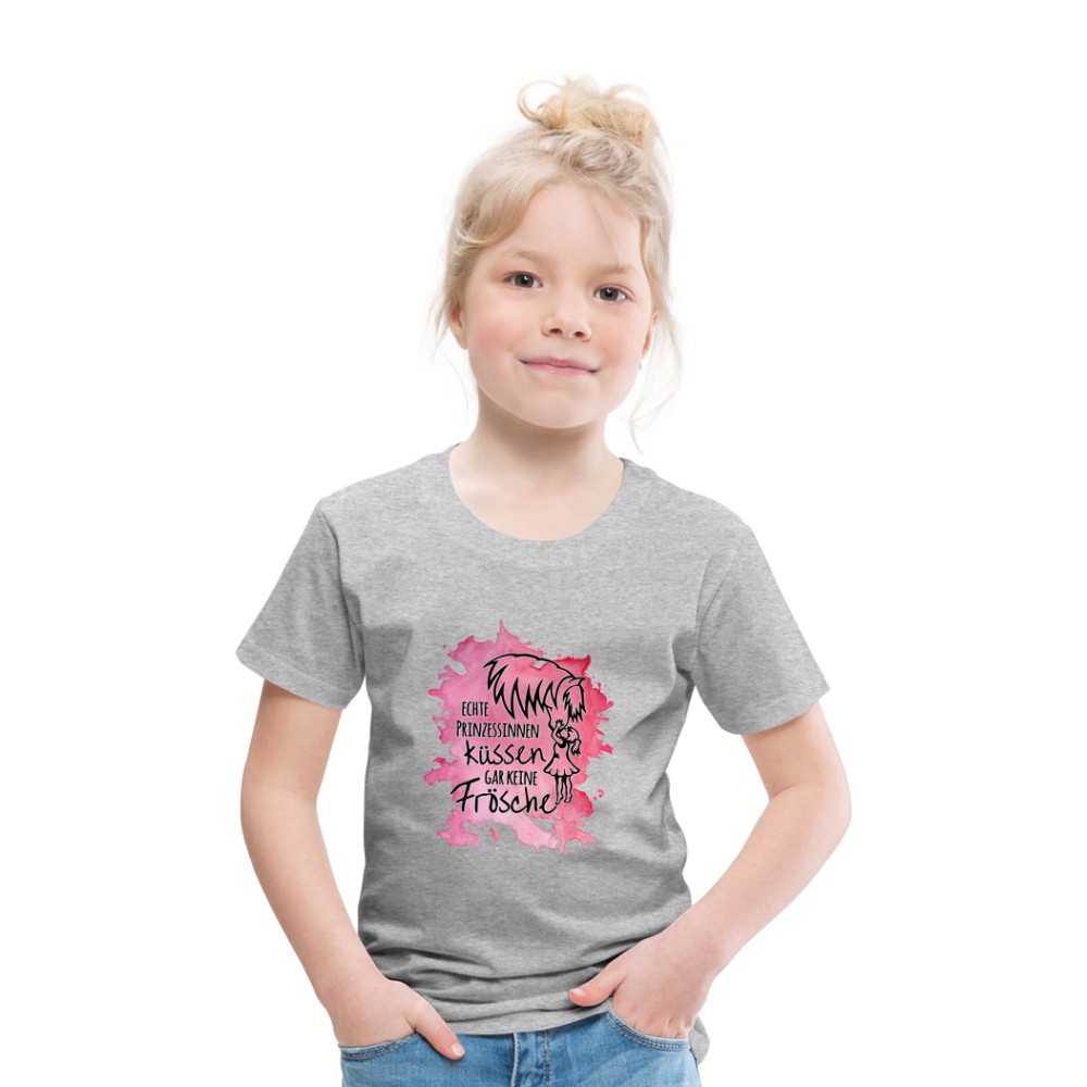 "Prinzessinnen-Kuss" Aquarell-Stil - Kinder T-Shirt - Grau meliert