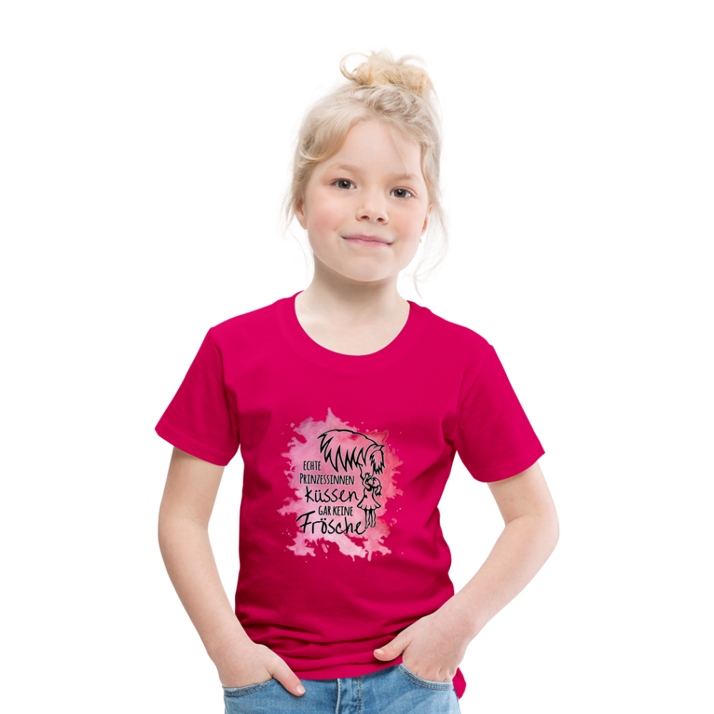 "Prinzessinnen-Kuss" Aquarell-Stil - Kinder T-Shirt - dunkles Pink