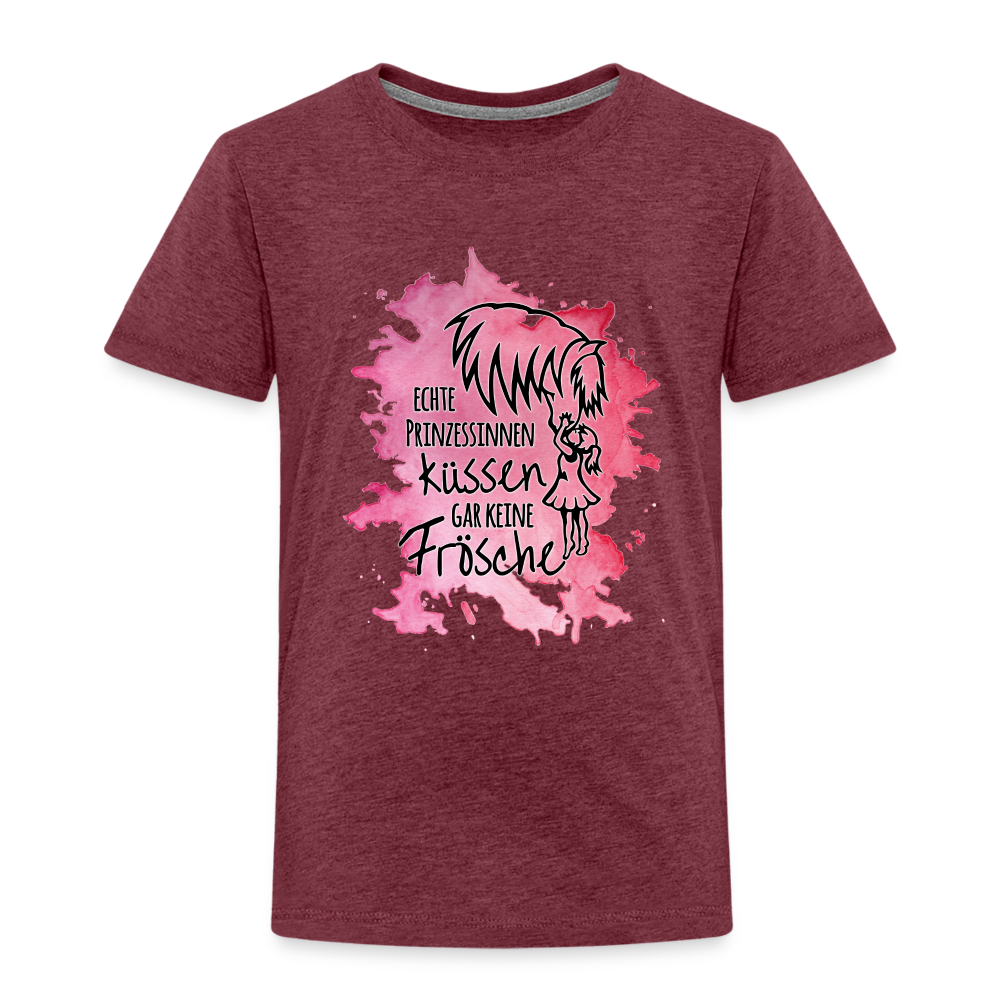 "Prinzessinnen-Kuss" Aquarell-Stil - Kinder T-Shirt - Bordeauxrot meliert