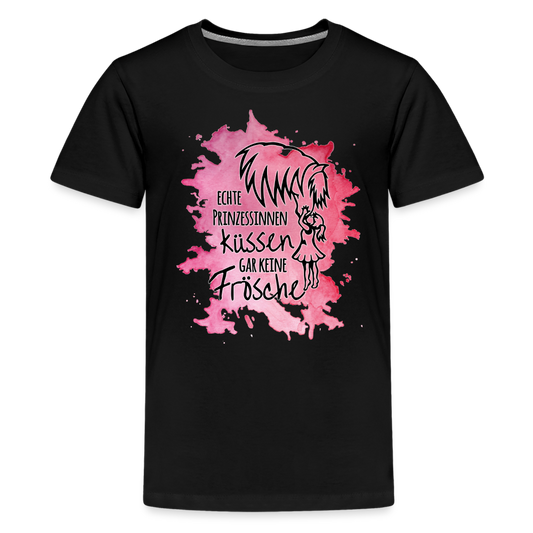 "Prinzessinnen-Kuss" Aquarell-Stil - Teenager T-Shirt - Schwarz