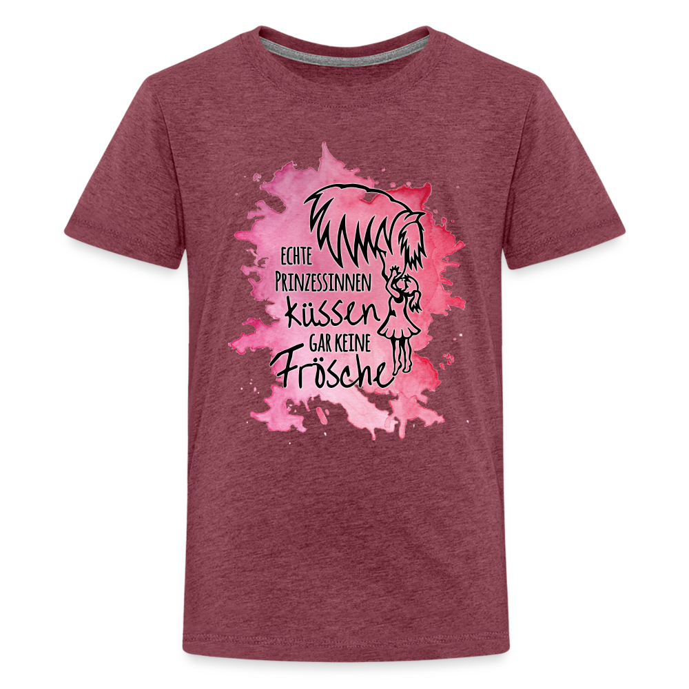 "Prinzessinnen-Kuss" Aquarell-Stil - Teenager T-Shirt - Bordeauxrot meliert