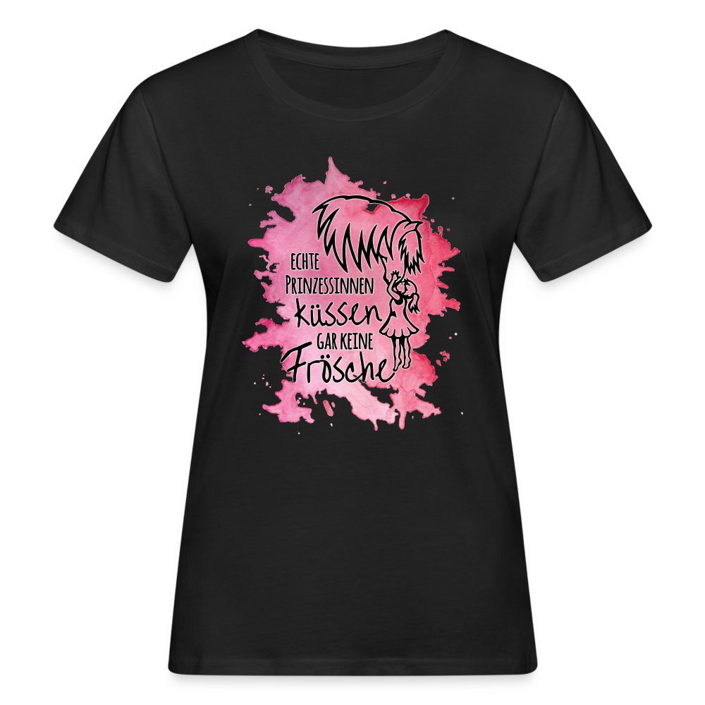 "Prinzessinnen-Kuss" Aquarell-Stil - Frauen Bio-T-Shirt - Schwarz