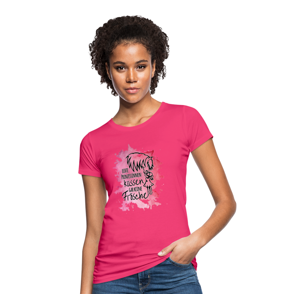 "Prinzessinnen-Kuss" Aquarell-Stil - Frauen Bio-T-Shirt - Neon Pink