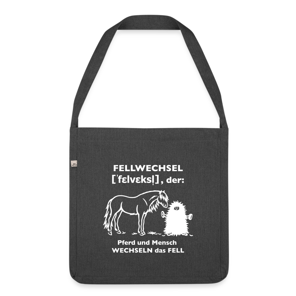 „Definition Fellwechsel“ Grafik-Stil - Schultertasche - Schwarz meliert