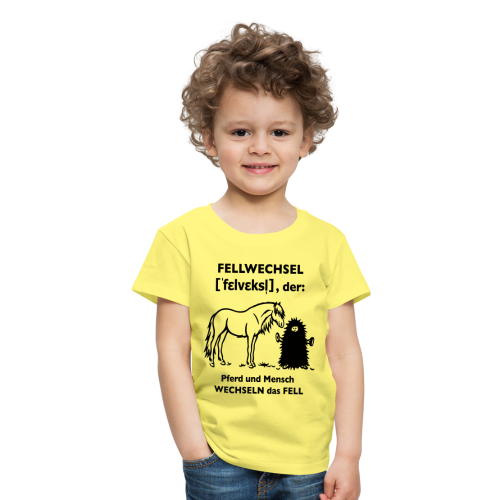 „Definition Fellwechsel“ Grafik-Stil - Kinder T-Shirt - Gelb
