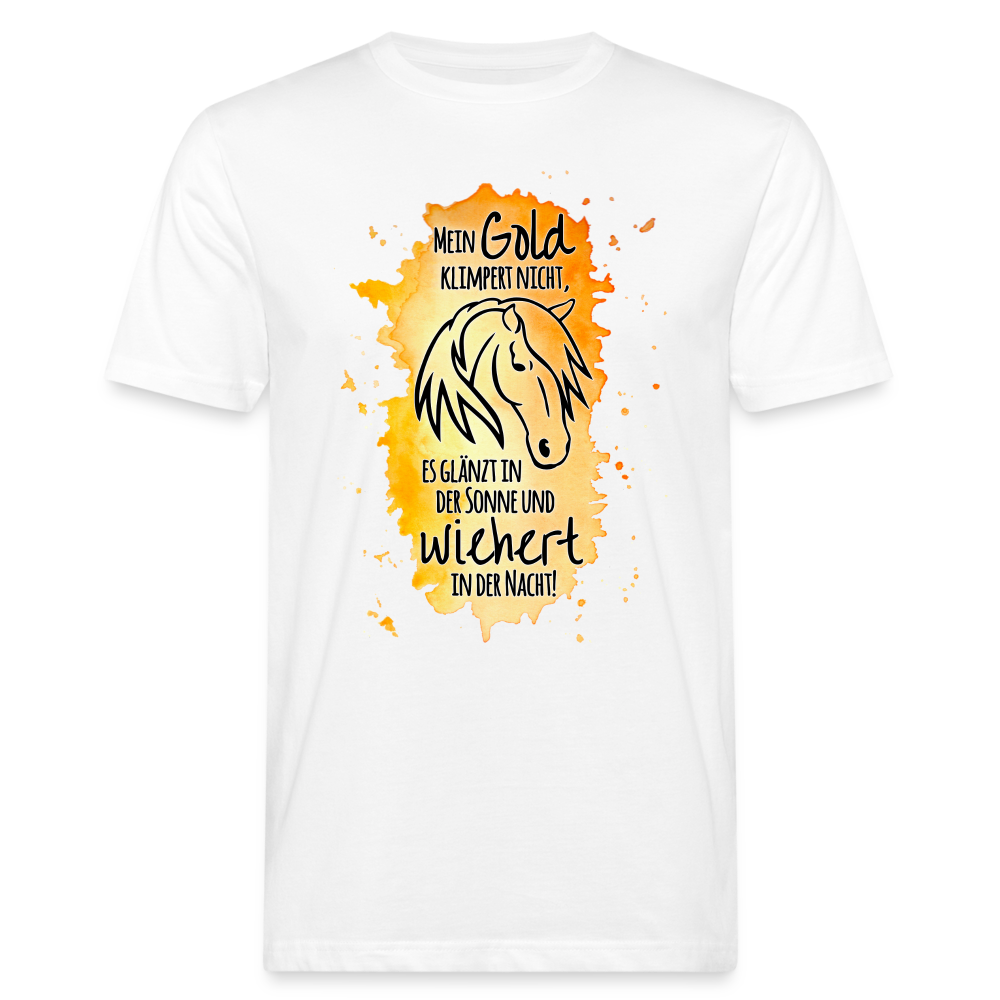 "Mein Gold wiehert" Aquarell-Stil - Männer Bio-T-Shirt - weiß