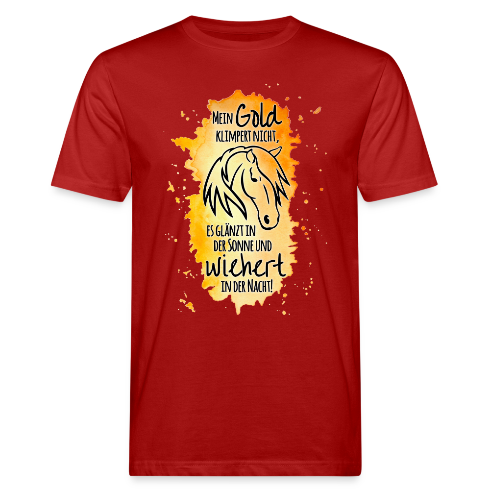"Mein Gold wiehert" Aquarell-Stil - Männer Bio-T-Shirt - Dunkelrot