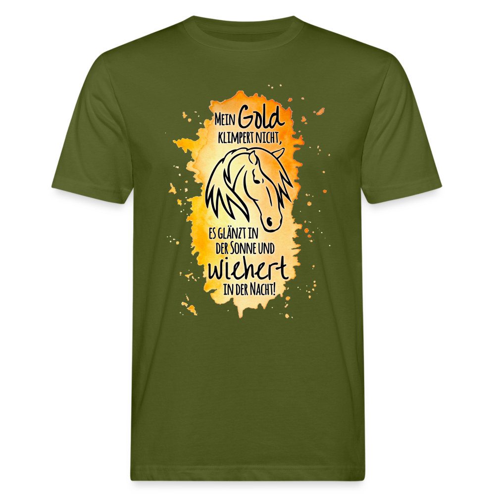 "Mein Gold wiehert" Aquarell-Stil - Männer Bio-T-Shirt - Moosgrün