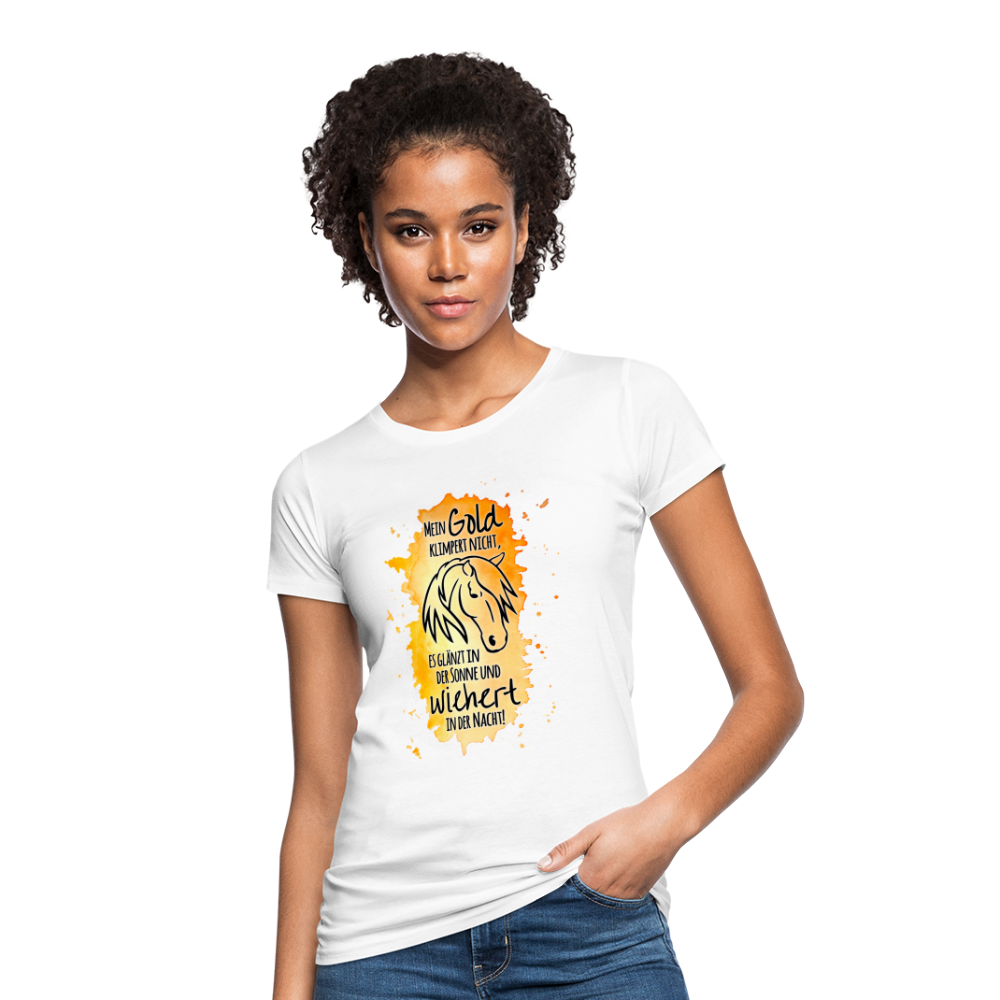 "Mein Gold wiehert" Aquarell-Stil - Frauen Bio-T-Shirt - weiß