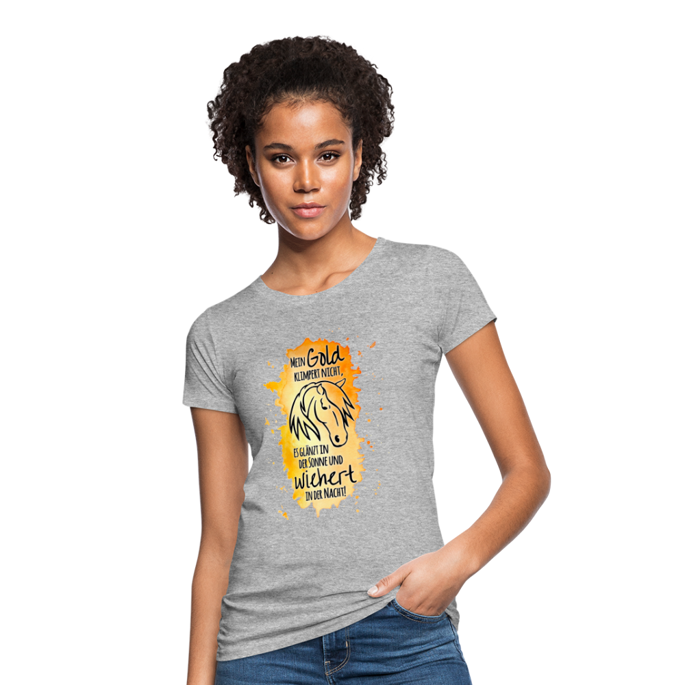 "Mein Gold wiehert" Aquarell-Stil - Frauen Bio-T-Shirt - Grau meliert