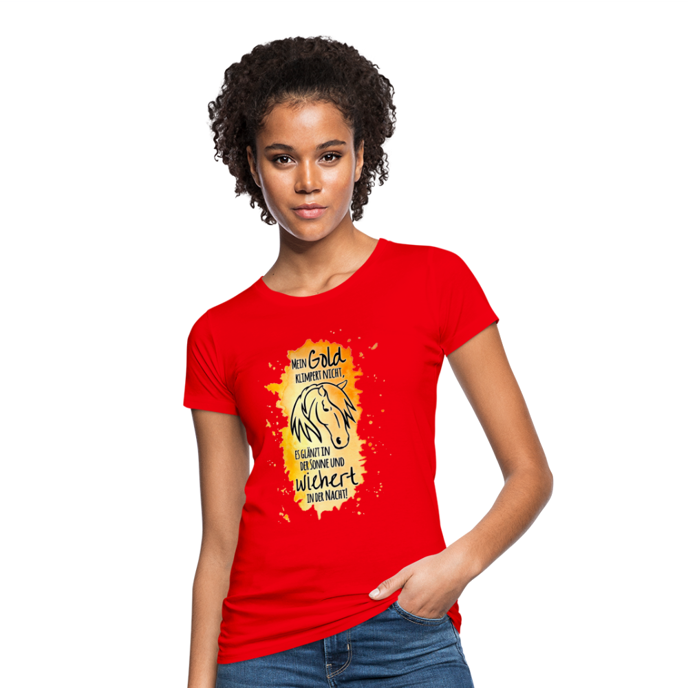 "Mein Gold wiehert" Aquarell-Stil - Frauen Bio-T-Shirt - Rot
