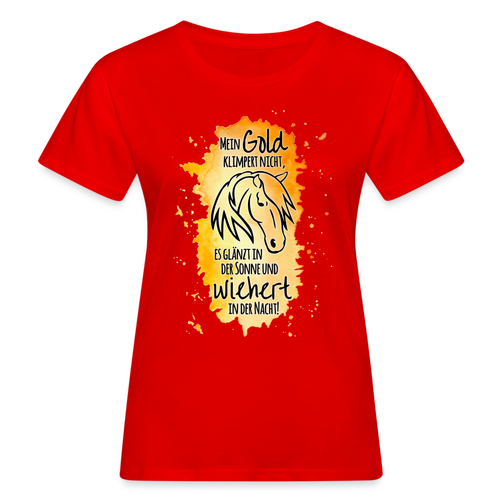 "Mein Gold wiehert" Aquarell-Stil - Frauen Bio-T-Shirt - Rot