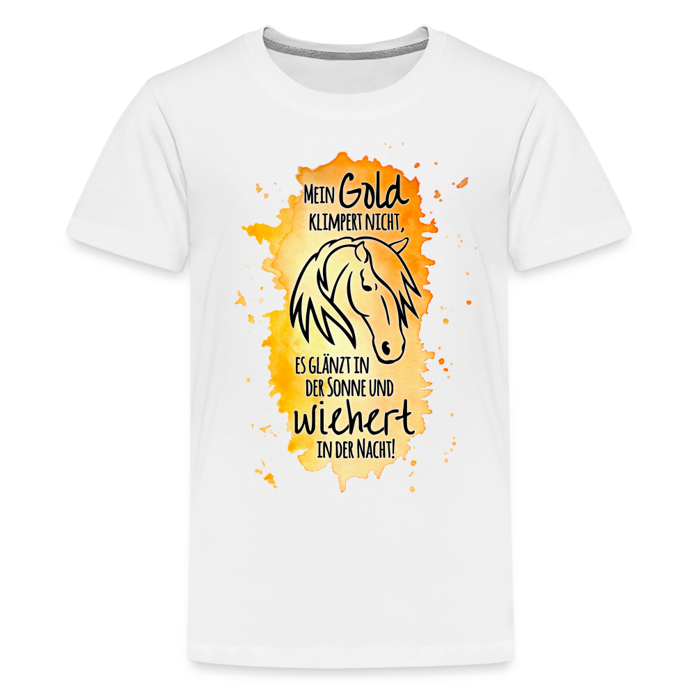 "Mein Gold wiehert" Aquarell-Stil - Teenager T-Shirt - weiß