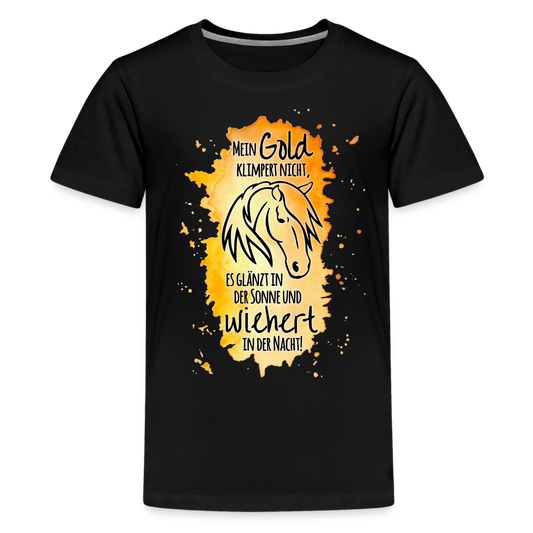 "Mein Gold wiehert" Aquarell-Stil - Teenager T-Shirt - Schwarz