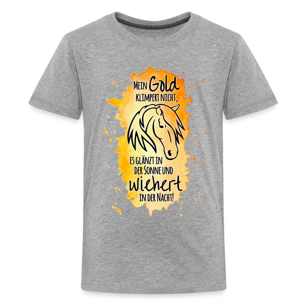 "Mein Gold wiehert" Aquarell-Stil - Teenager T-Shirt - Grau meliert