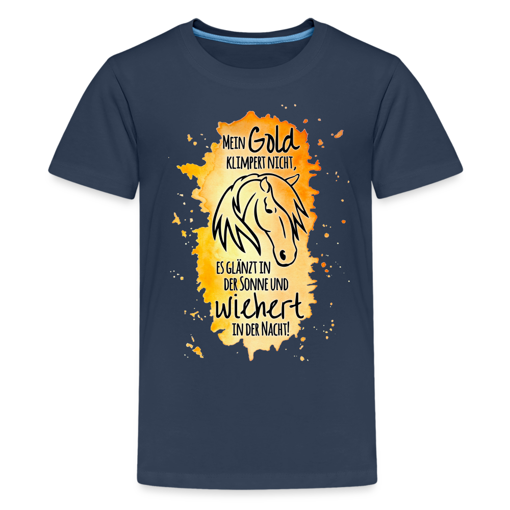 "Mein Gold wiehert" Aquarell-Stil - Teenager T-Shirt - Navy