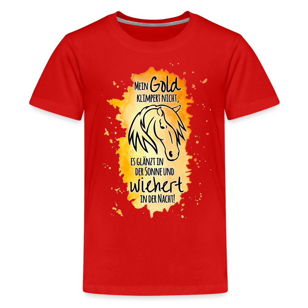 "Mein Gold wiehert" Aquarell-Stil - Teenager T-Shirt - Rot