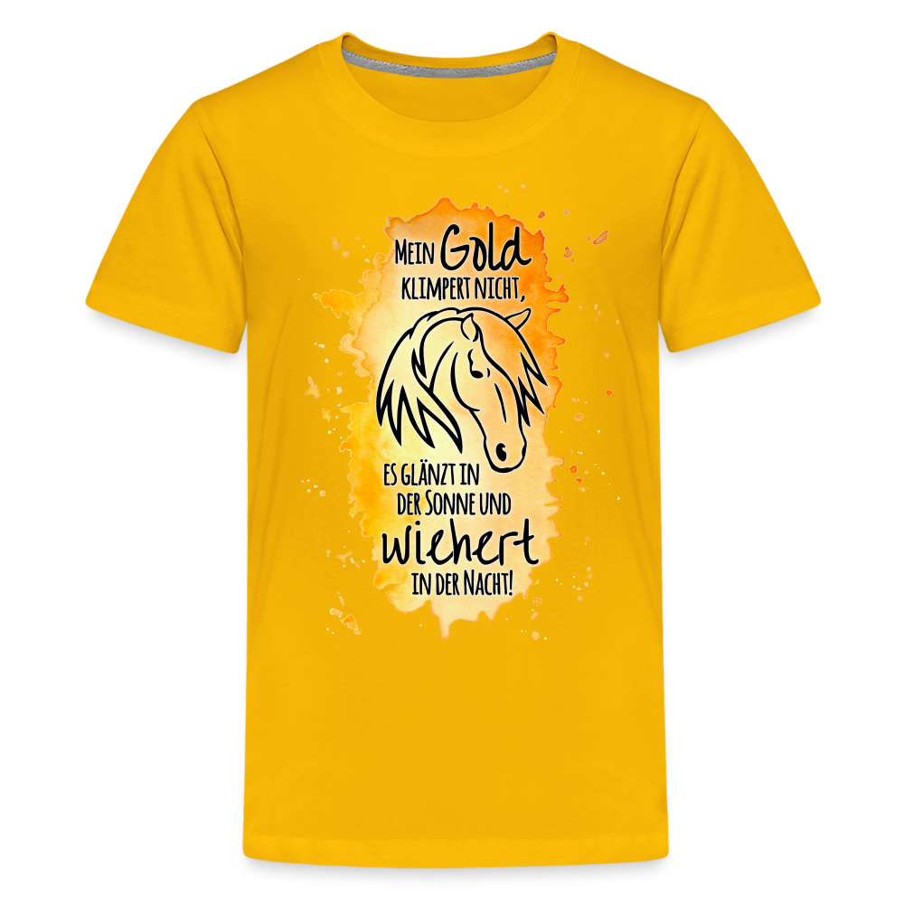 "Mein Gold wiehert" Aquarell-Stil - Teenager T-Shirt - Sonnengelb