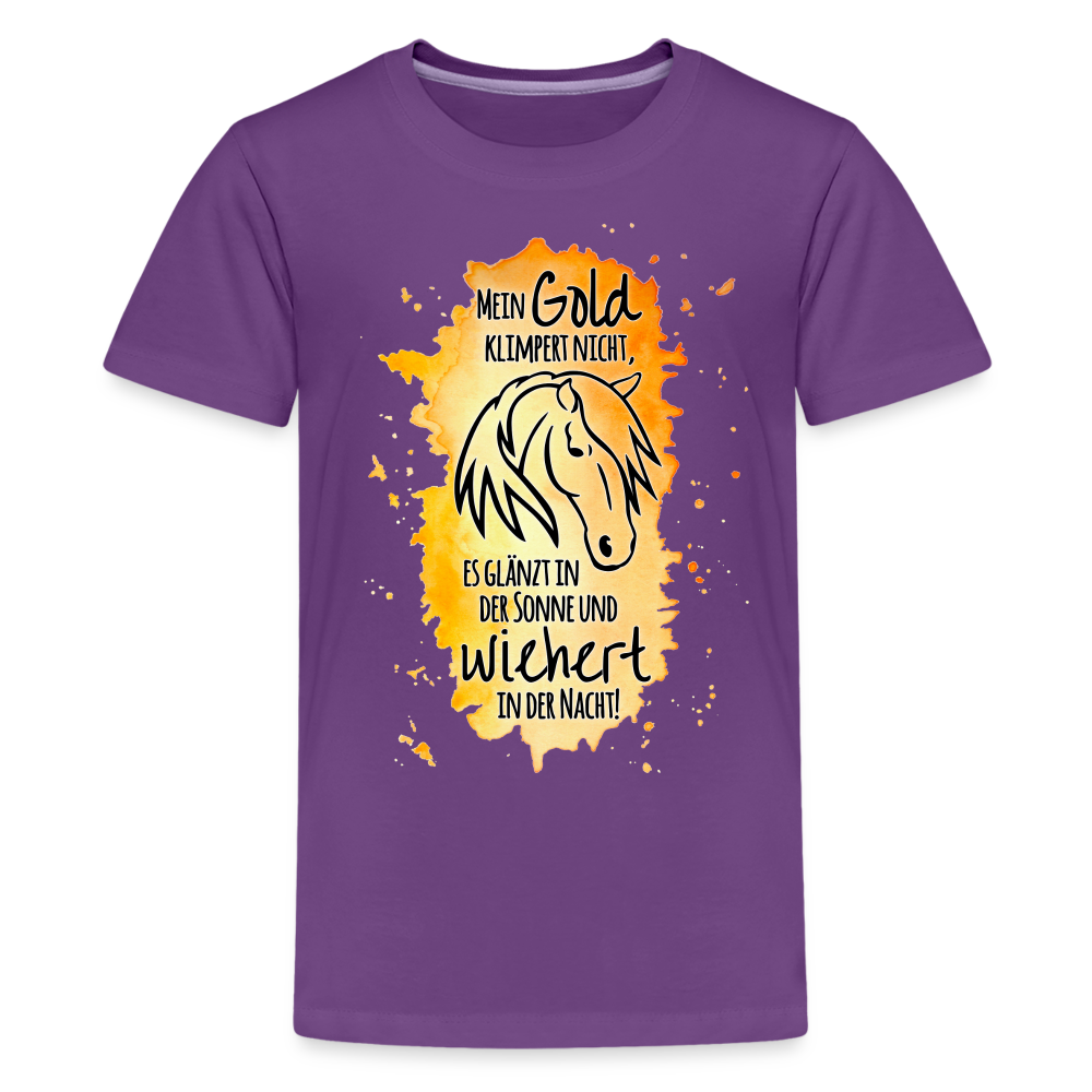 "Mein Gold wiehert" Aquarell-Stil - Teenager T-Shirt - Lila