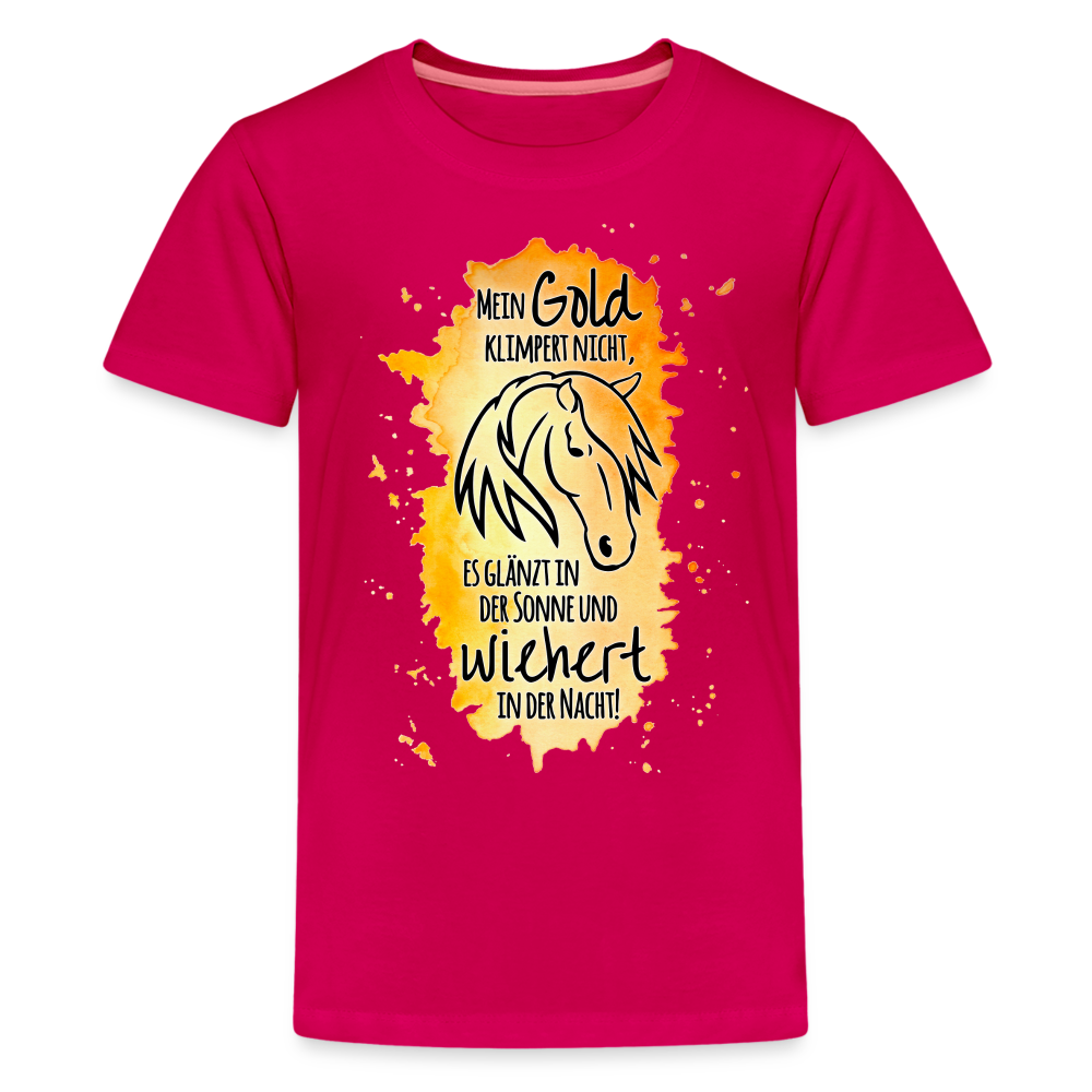 "Mein Gold wiehert" Aquarell-Stil - Teenager T-Shirt - dunkles Pink