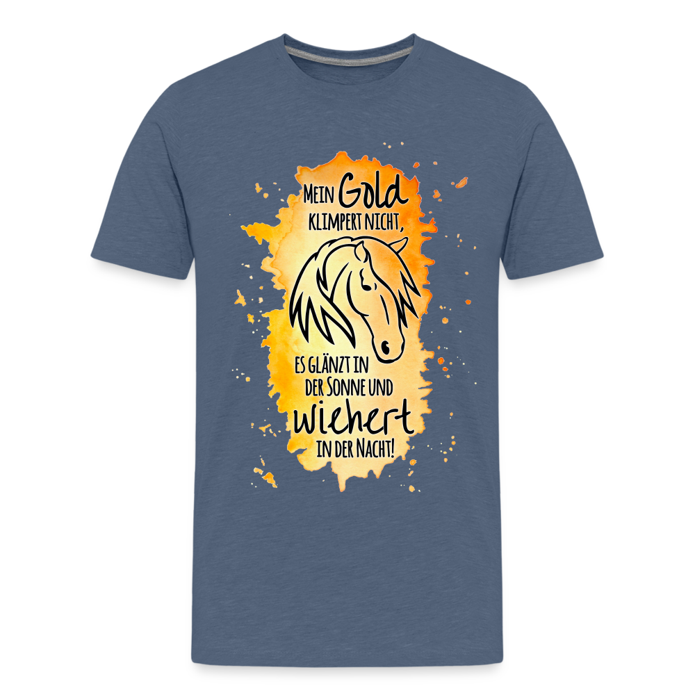 "Mein Gold wiehert" Aquarell-Stil - Teenager T-Shirt - Blau meliert